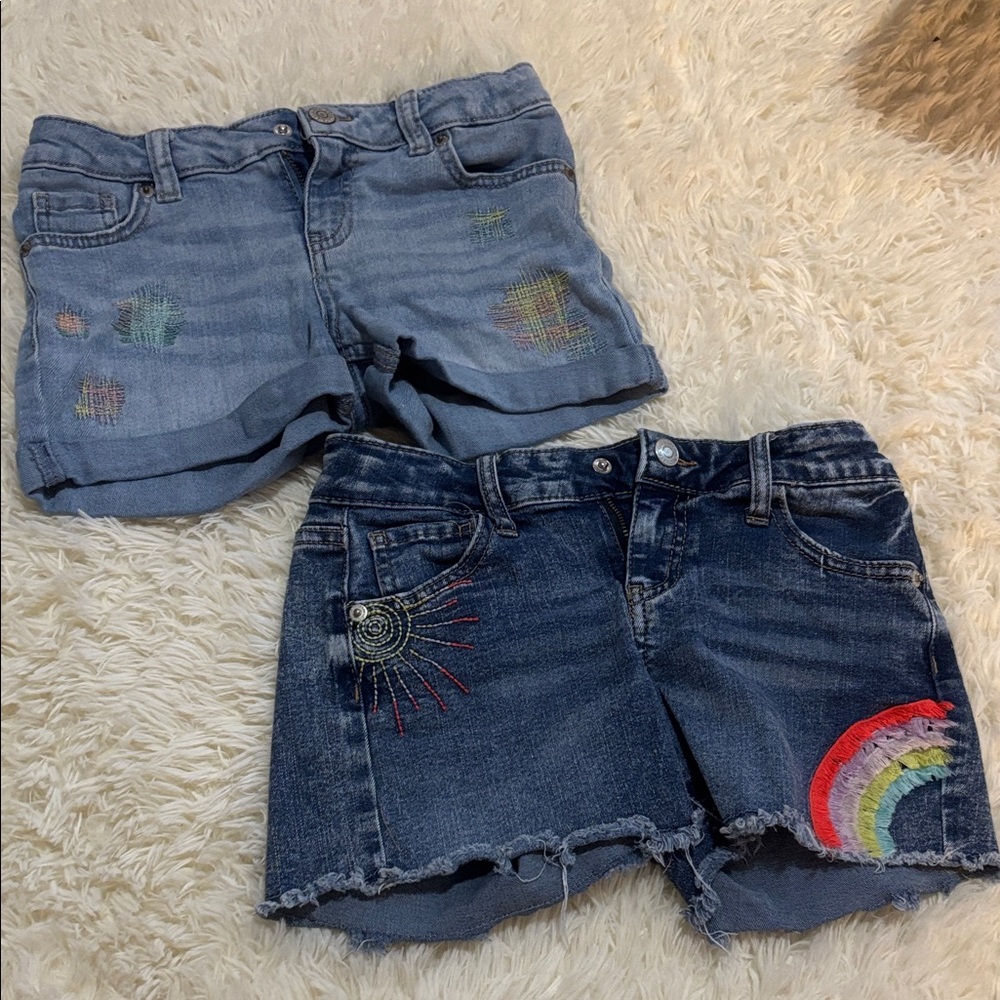 Cat & Jack Kids Denim Shorts with Rainbow and Patchwork